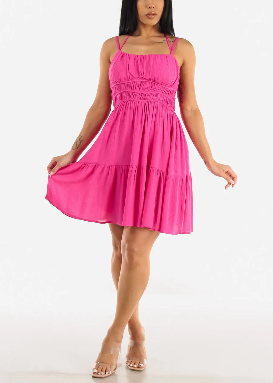 Halter Neck Sleeveless Flowy Mini Dress Fuchsia sold by Moda product image thumbnail 2