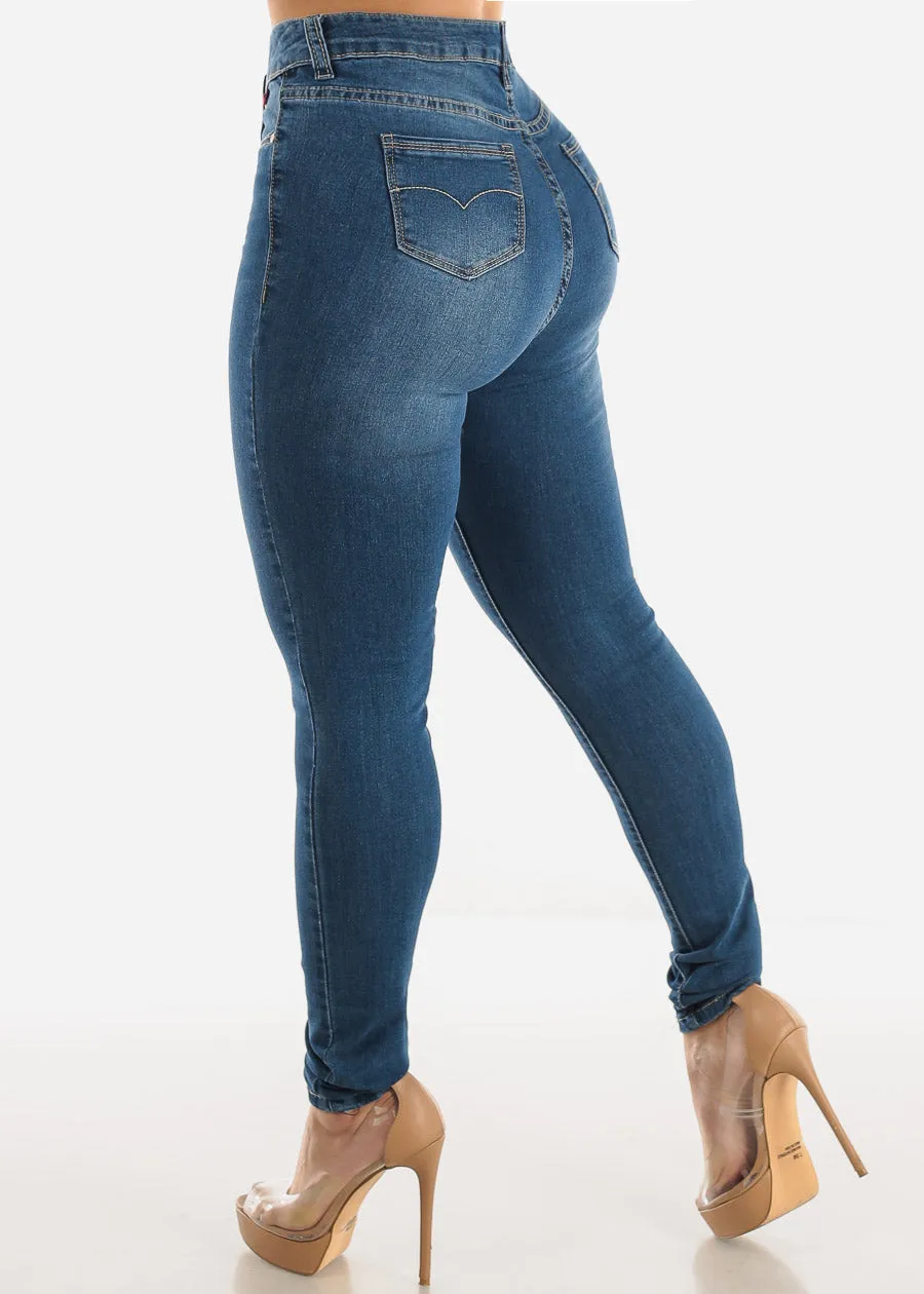 Classic High Waist Stretchy Whiskered Skinny Jeans sold by Moda product image thumbnail 4