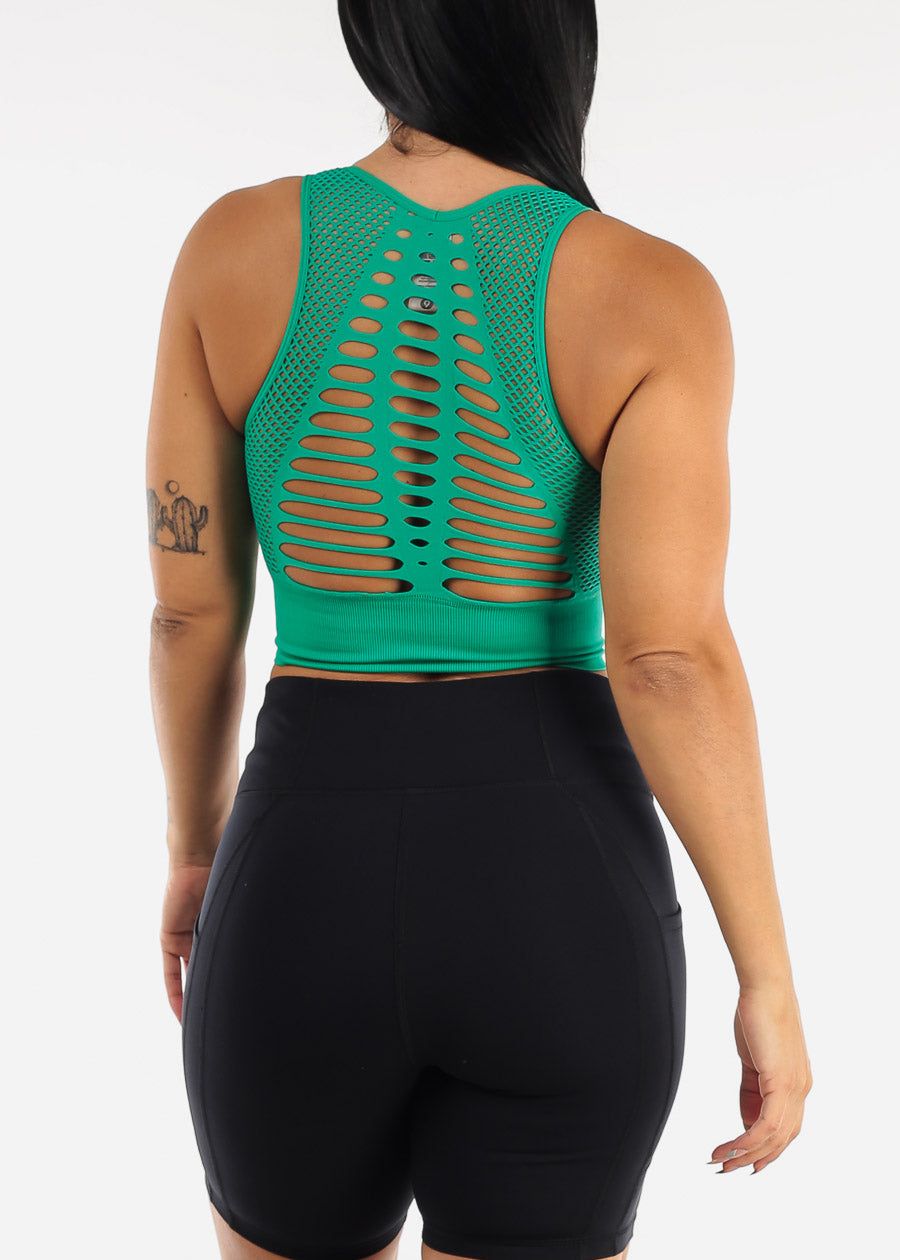 MONO B Bright Green Cut Out Seamless Sports Bra sold by Moda product image thumbnail 5