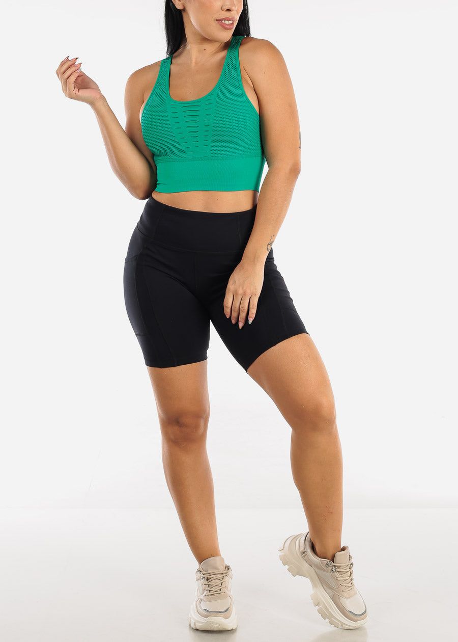 MONO B Bright Green Cut Out Seamless Sports Bra sold by Moda product image thumbnail 2