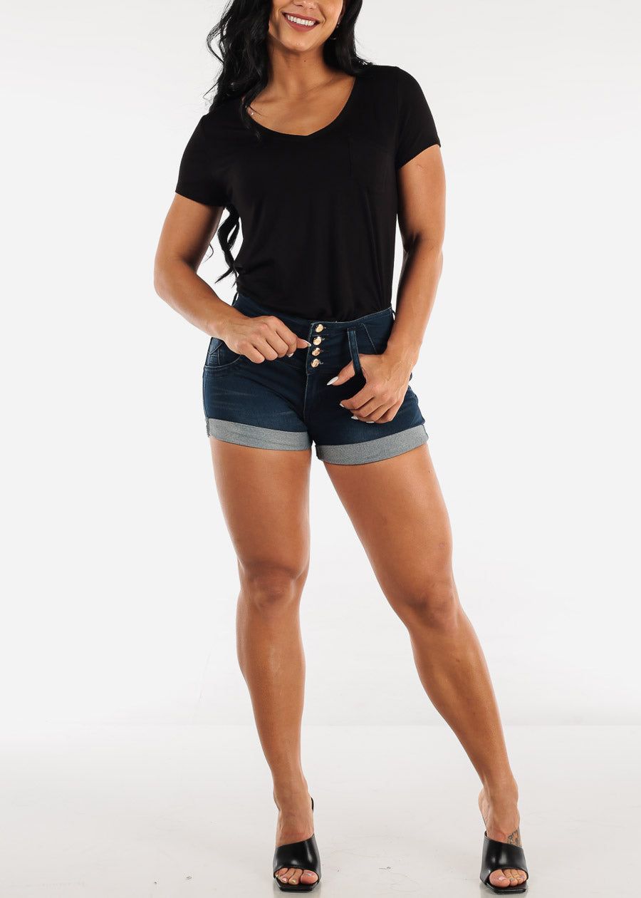 Black Short Sleeve Round Hem Relax Fit Tunic Top sold by Moda product image thumbnail 2