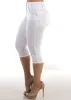 High Waisted White Butt Lift Denim Capris sold by Moda