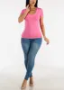 V-neck Basic T-Shirt (Rose Pink) sold by Moda
