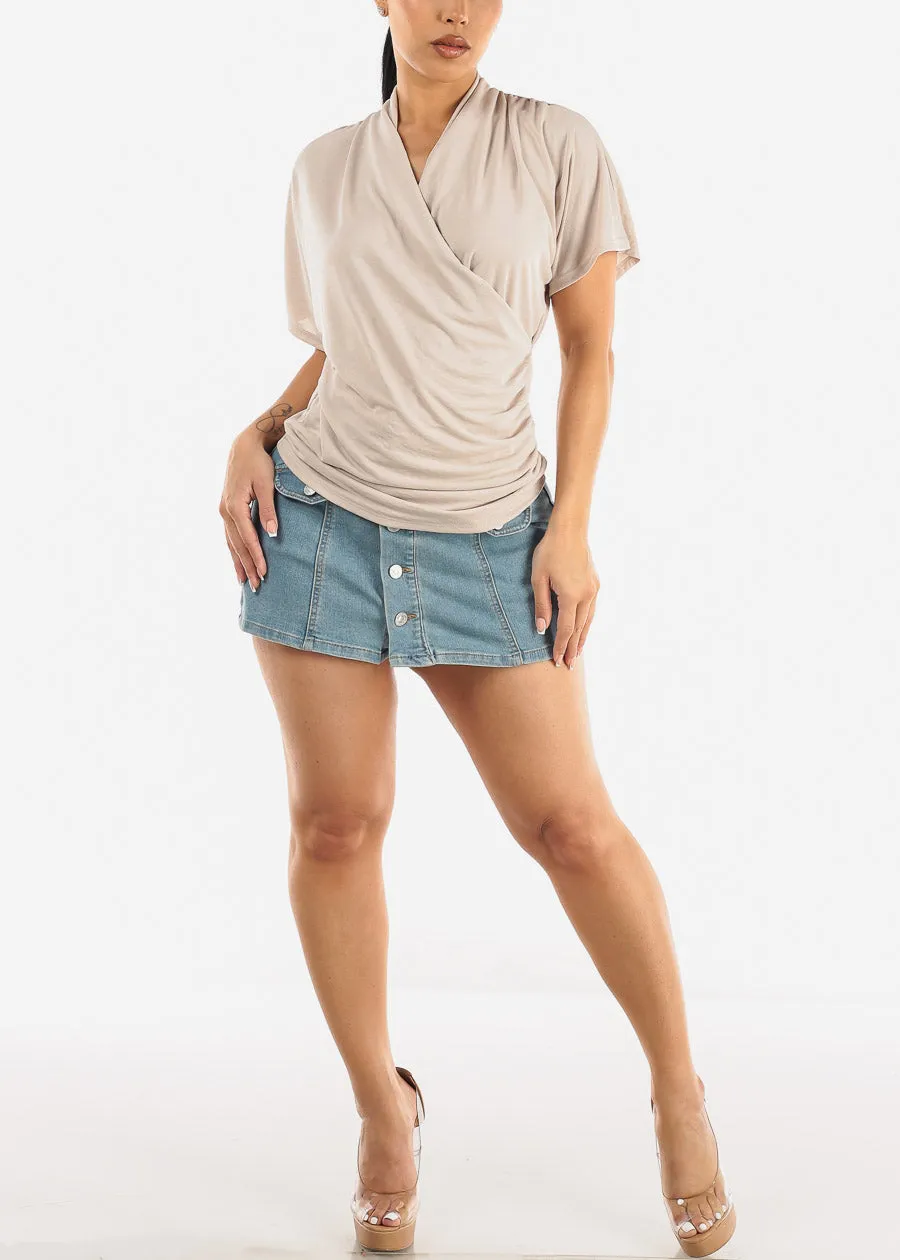 Short Dolman Sleeve Surplice Blouse Oyster sold by Moda product image thumbnail 2