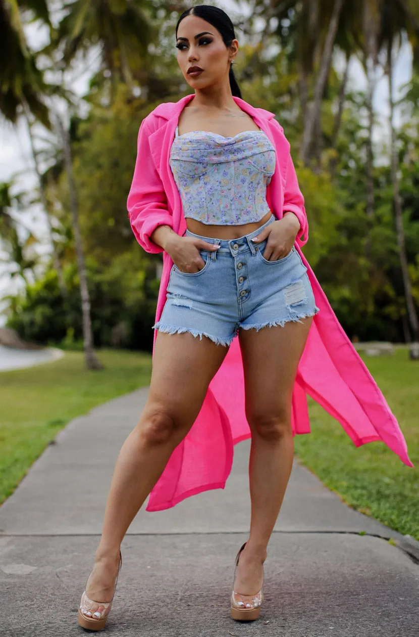 Sweetheart Corset Style Floral Crop Top Blue sold by Moda product image thumbnail 2