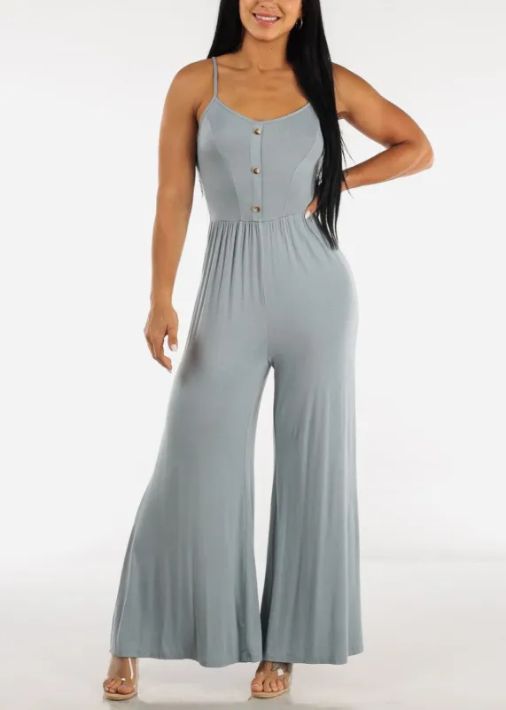 Sleeveless Wide Leg Jumpsuit Dusty Blue sold by Moda