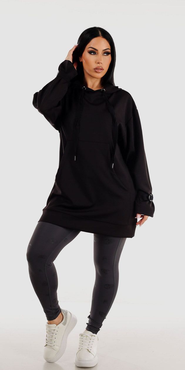 Charcoal Printed Leggings Hoodie Top sold by Moda