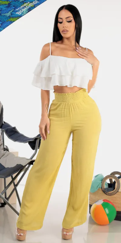 Ruffled Wide Leg Pants Set sold by Moda