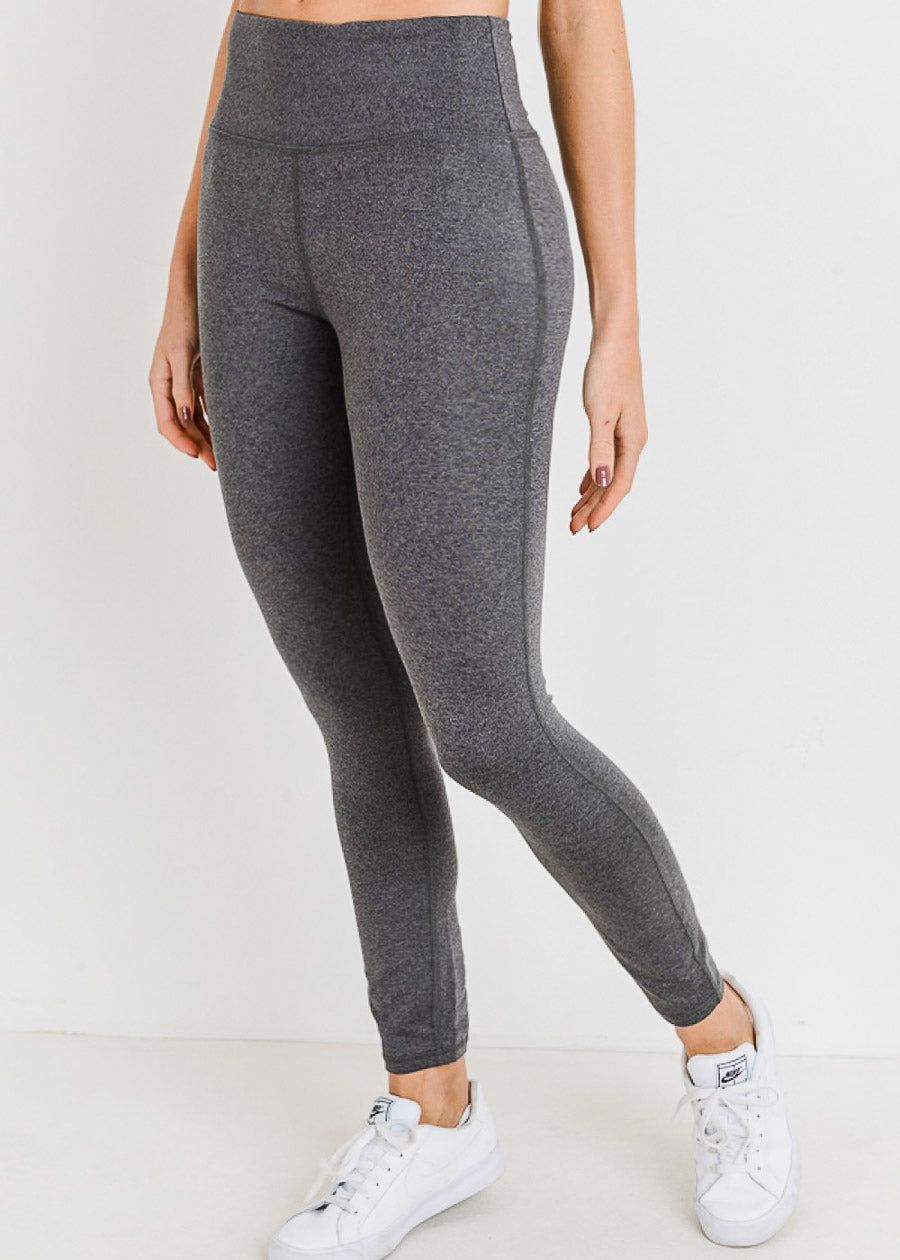 High Waisted High Stretch Activewear Leggings Dark Grey sold by Moda