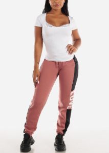 Square Neck Short Sleeve White Top w Lace Trim sold by Moda