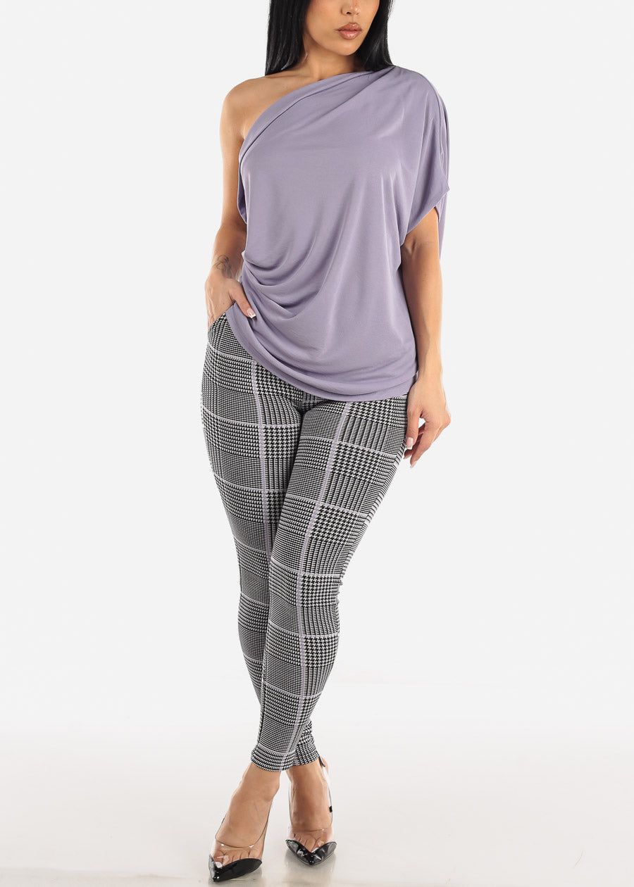 One Shoulder Pleat Detail Lavender Blouse sold by Moda product image thumbnail 2