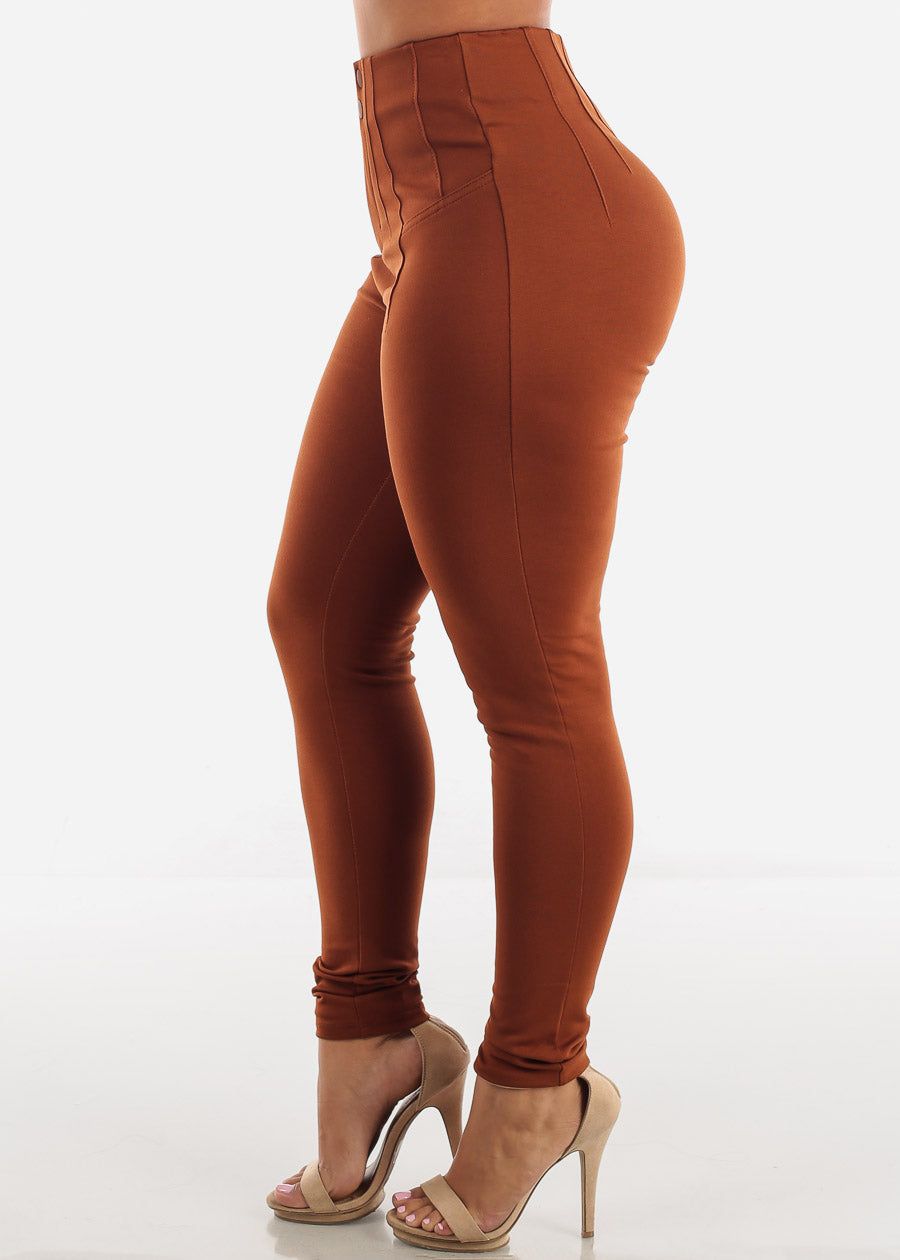 High Waisted Brown Skinny Pants sold by Moda product image thumbnail 3