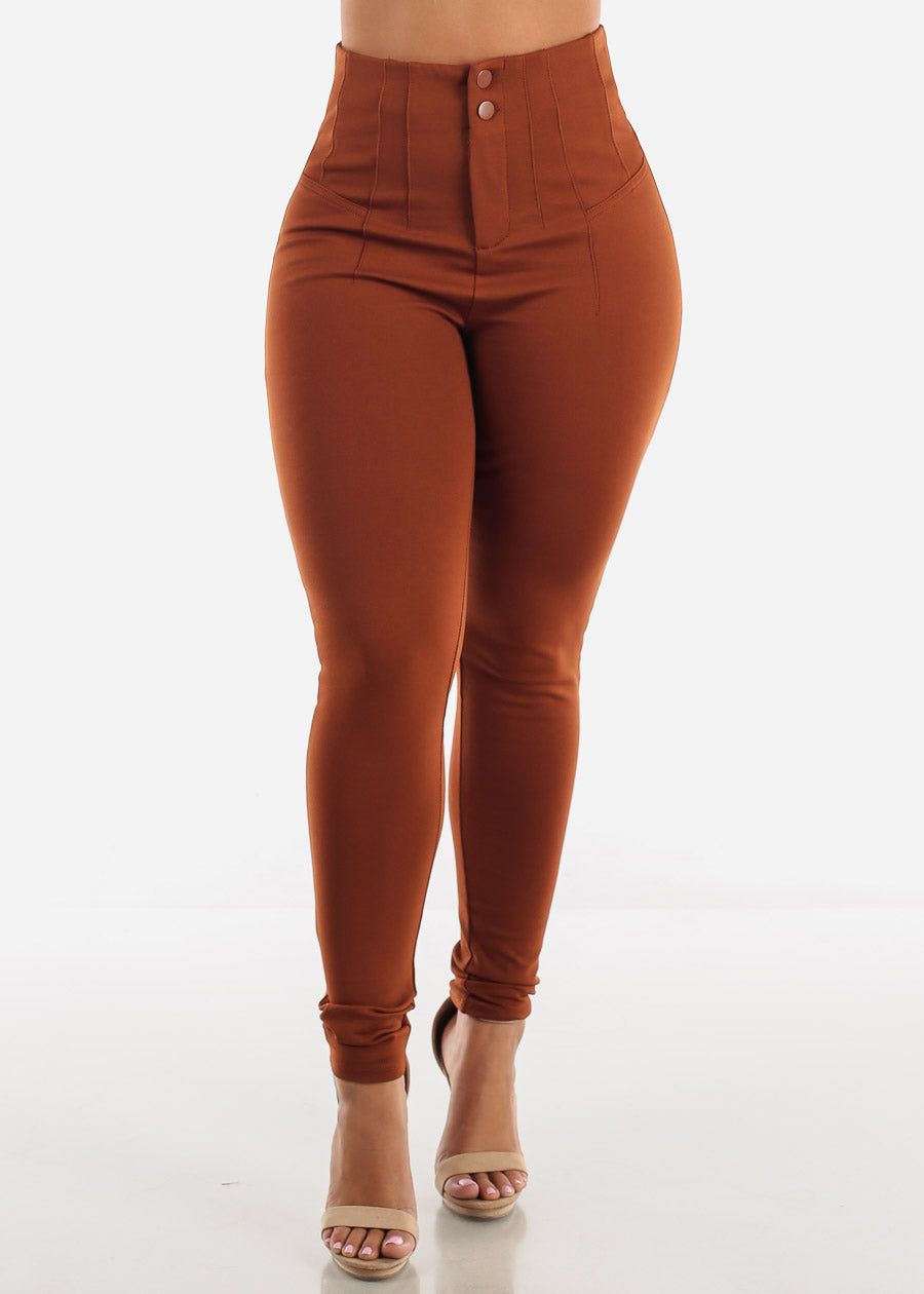 High Waisted Brown Skinny Pants sold by Moda