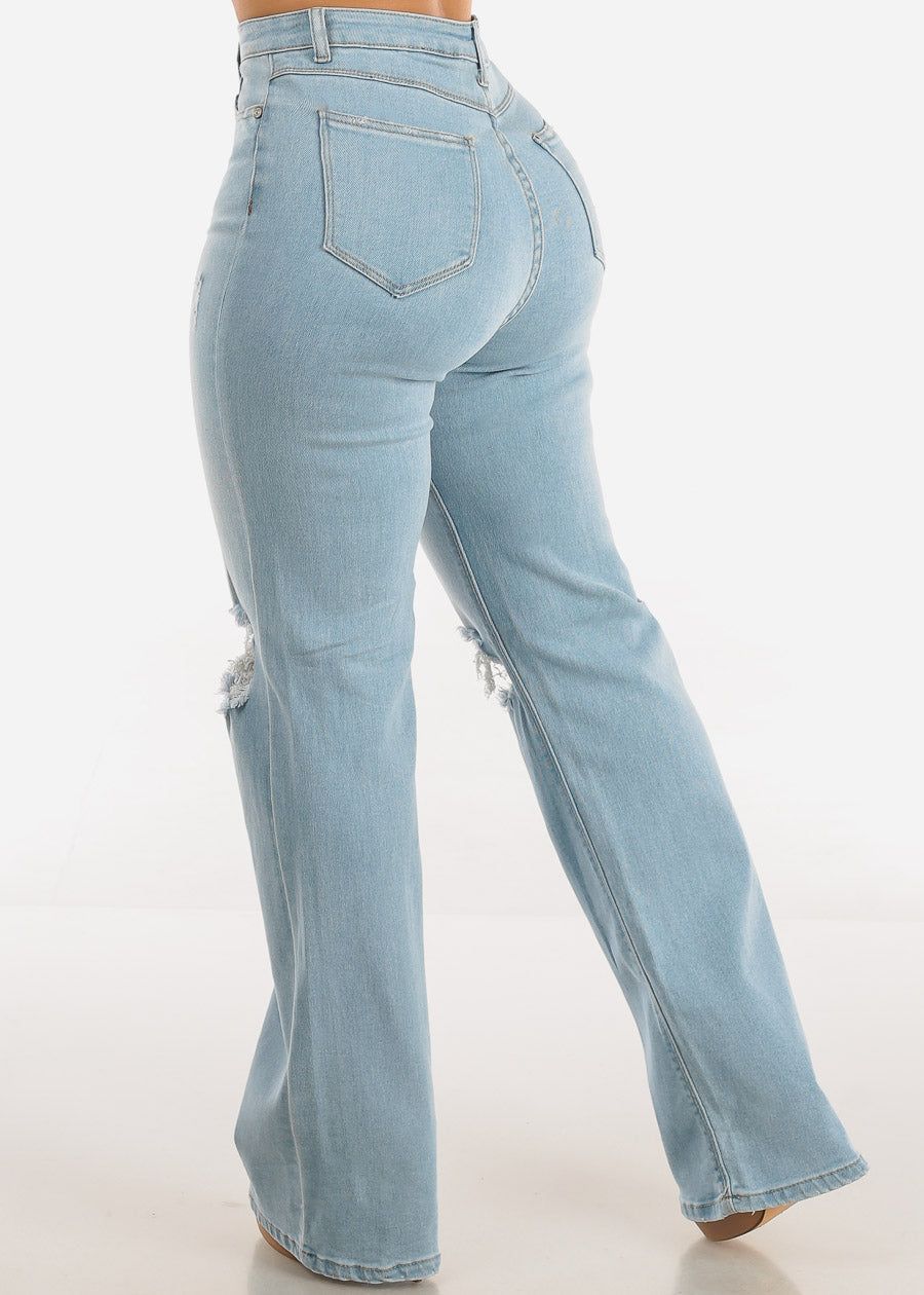 High Waist Ripped Wide Leg Straight Denim Jeans sold by Moda product image thumbnail 4
