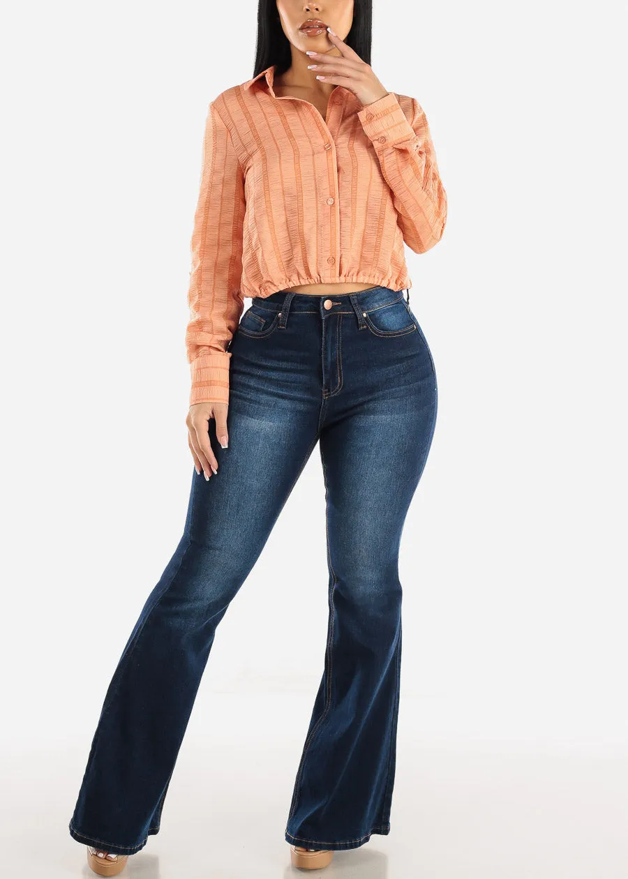 High Waist Butt Lifting Flared Bootcut Jeans Dark Wash sold by Moda product image thumbnail 2