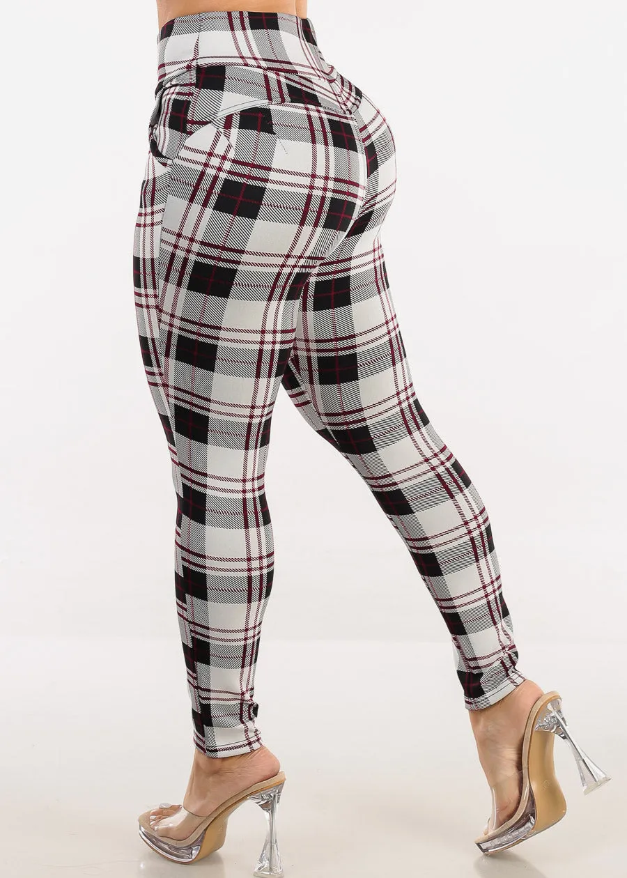 Butt Lifting High Waisted Plaid Skinny Pants sold by Moda product image thumbnail 5