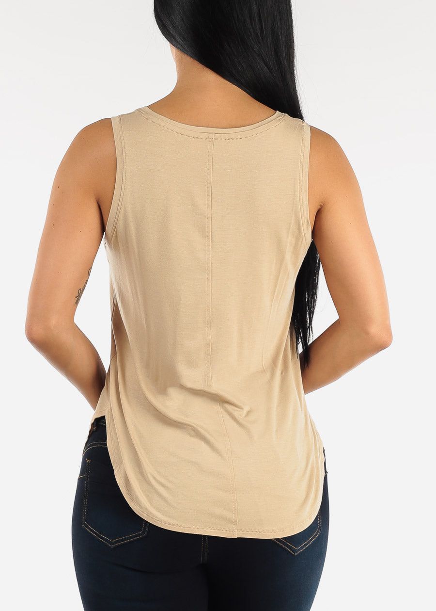 Sleeveless Vneck Tank Top Beige sold by Moda product image thumbnail 4