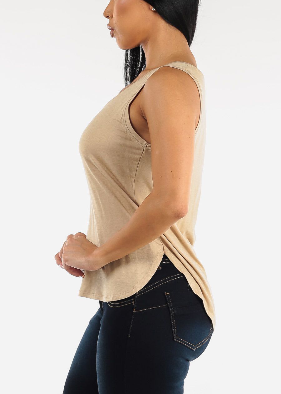 Sleeveless Vneck Tank Top Beige sold by Moda product image thumbnail 3