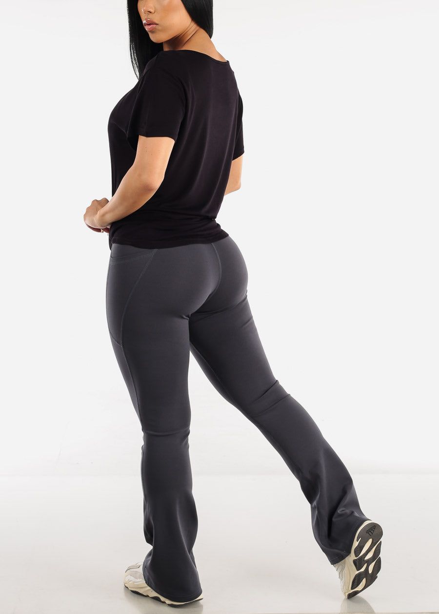 High Waisted Corset Flared Leggings Charcoal sold by Moda product image thumbnail 6