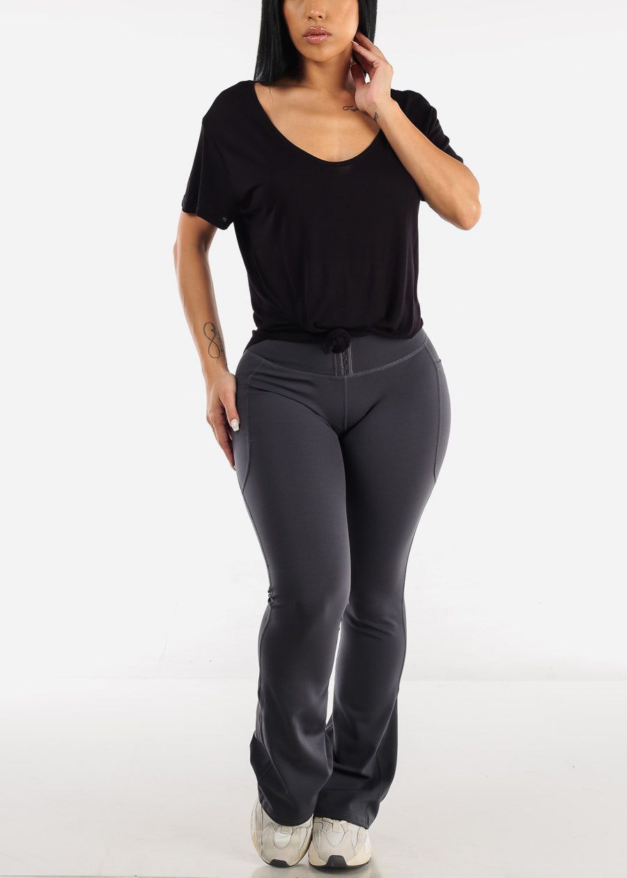 High Waisted Corset Flared Leggings Charcoal sold by Moda product image thumbnail 2