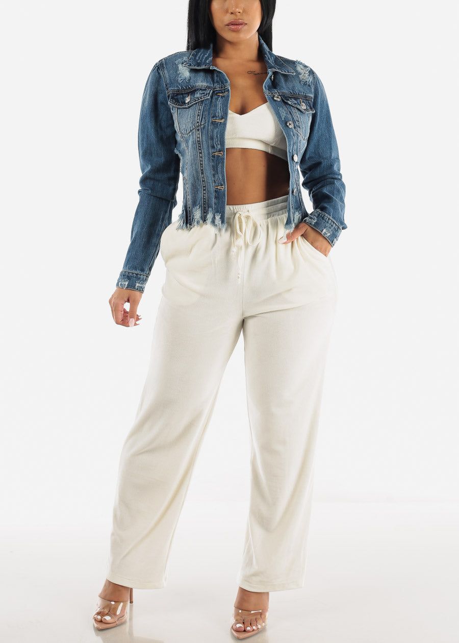 Distressed Long Sleeve Denim Jacket sold by Moda product image thumbnail 5