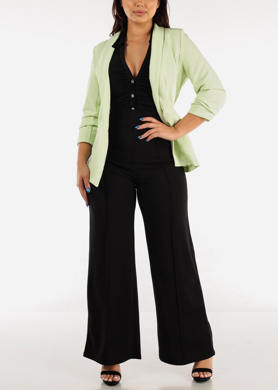 Quarter Sleeve Notched Collar Blazer Light Green sold by Moda product image thumbnail 2