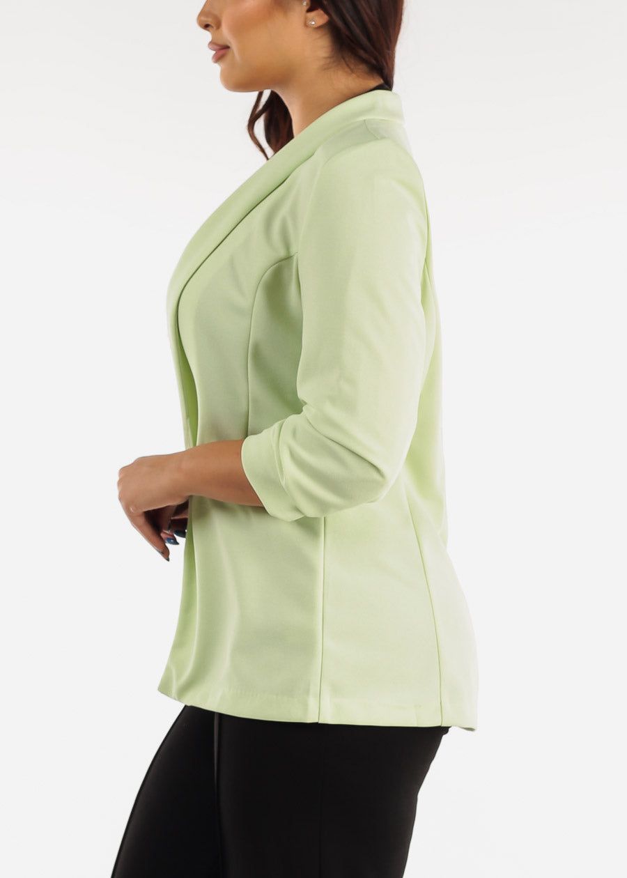 Quarter Sleeve Notched Collar Blazer Light Green sold by Moda product image thumbnail 3