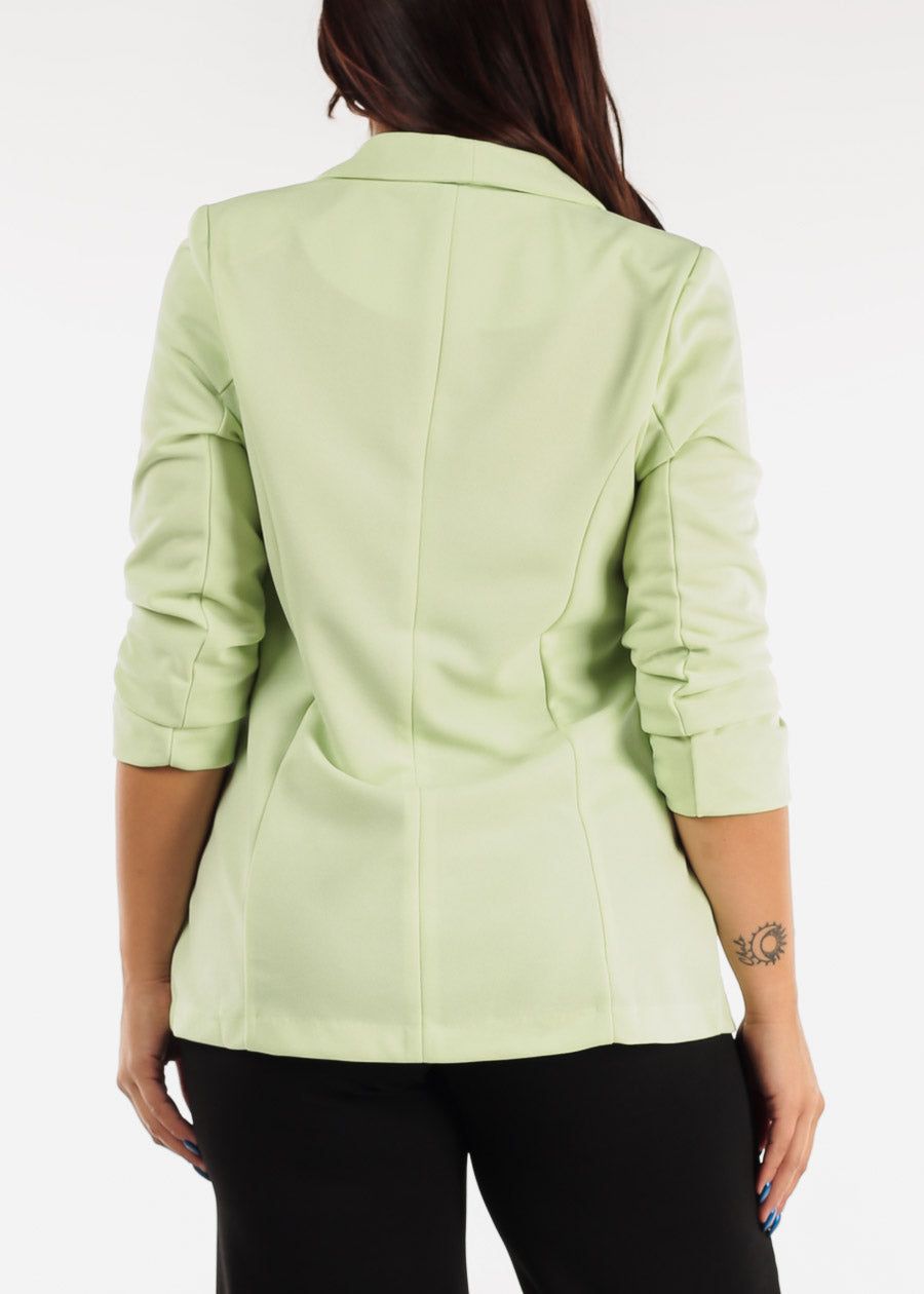 Quarter Sleeve Notched Collar Blazer Light Green sold by Moda product image thumbnail 4