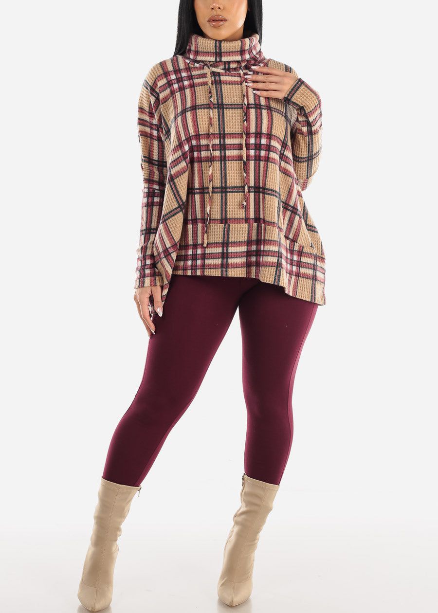 Long Sleeve Plaid Turtleneck Sweater Top Khaki sold by Moda product image thumbnail 2