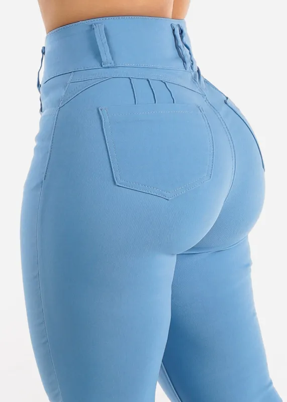 High Waist Butt Lift Levanta Cola Light Blue Jeggings sold by Moda