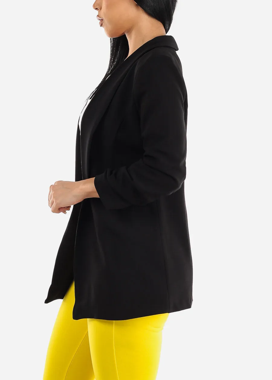 Black Quarter Sleeve Open Front Blazer sold by Moda product image thumbnail 3