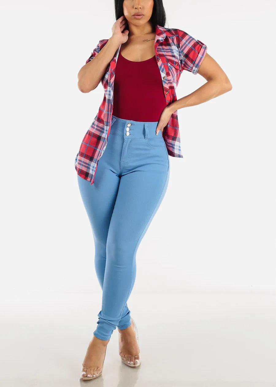 High Waist Butt Lift Levanta Cola Light Blue Jeggings sold by Moda product image thumbnail 2