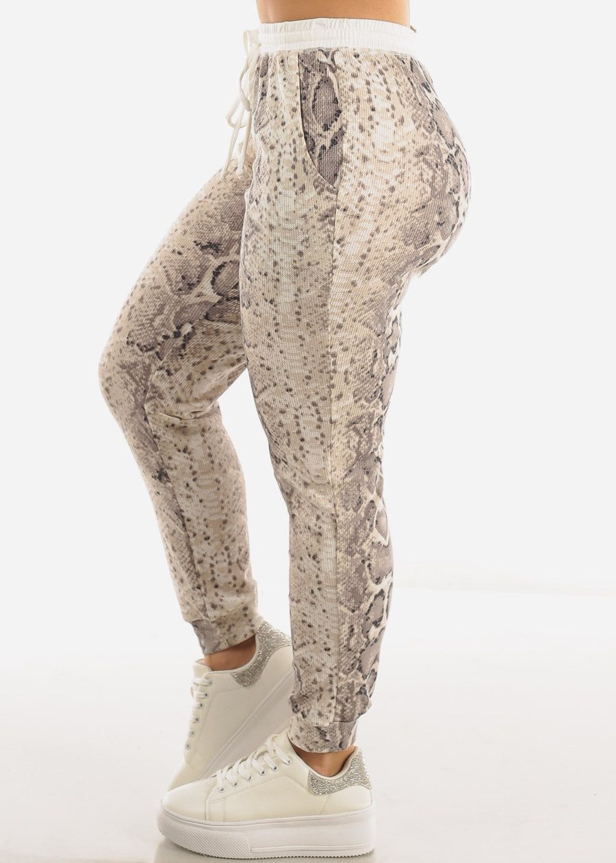 High Drawstring Waist Snake Print Jogger Pants sold by Moda product image thumbnail 3