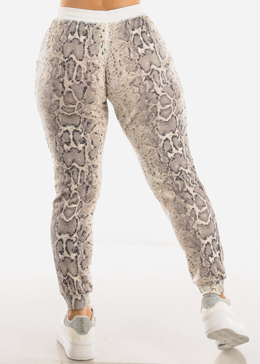 High Drawstring Waist Snake Print Jogger Pants sold by Moda product image thumbnail 4