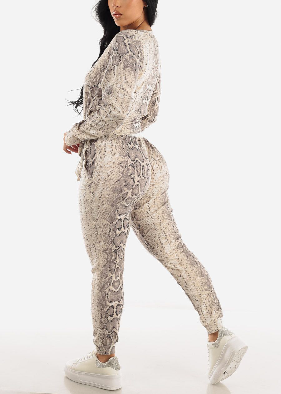 High Drawstring Waist Snake Print Jogger Pants sold by Moda product image thumbnail 5