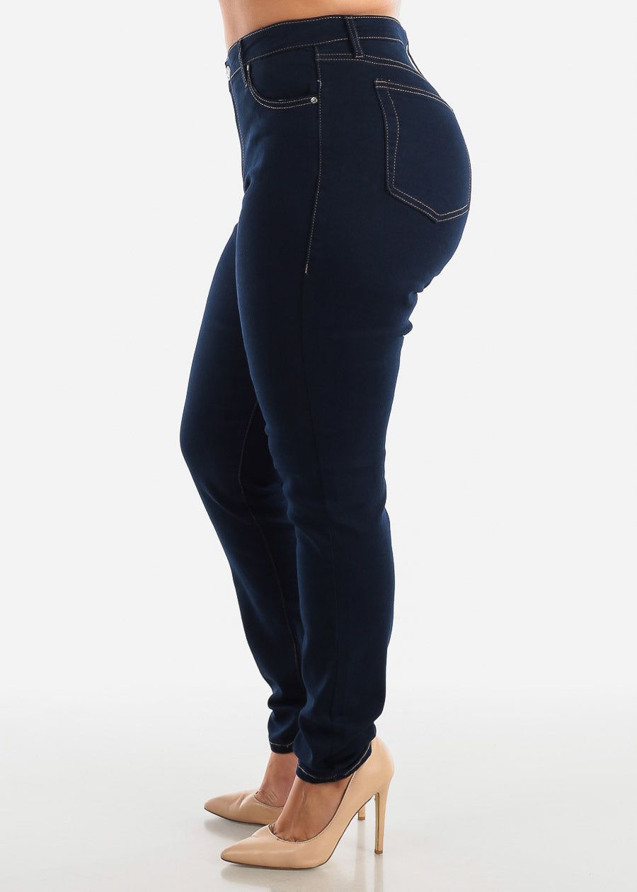 PLUS SIZE High Waisted Skinny Jeans Dark Wash sold by Moda product image thumbnail 2