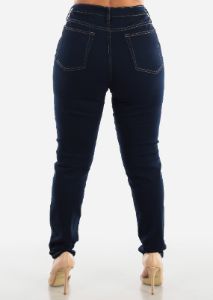 PLUS SIZE High Waisted Skinny Jeans Dark Wash sold by Moda
