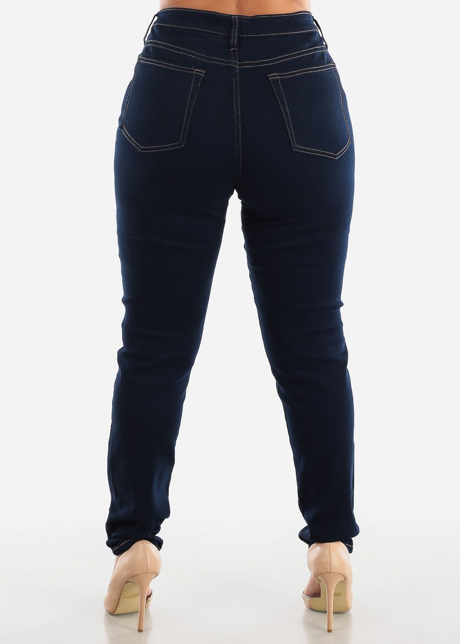 PLUS SIZE High Waisted Skinny Jeans Dark Wash sold by Moda product image thumbnail 3