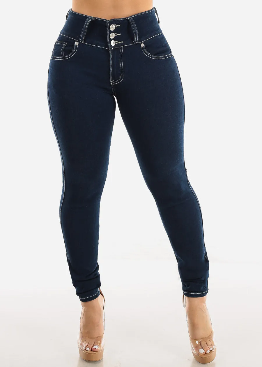 Levantacola Dark Wash High Waisted Skinny Jeans sold by Moda product image thumbnail 3