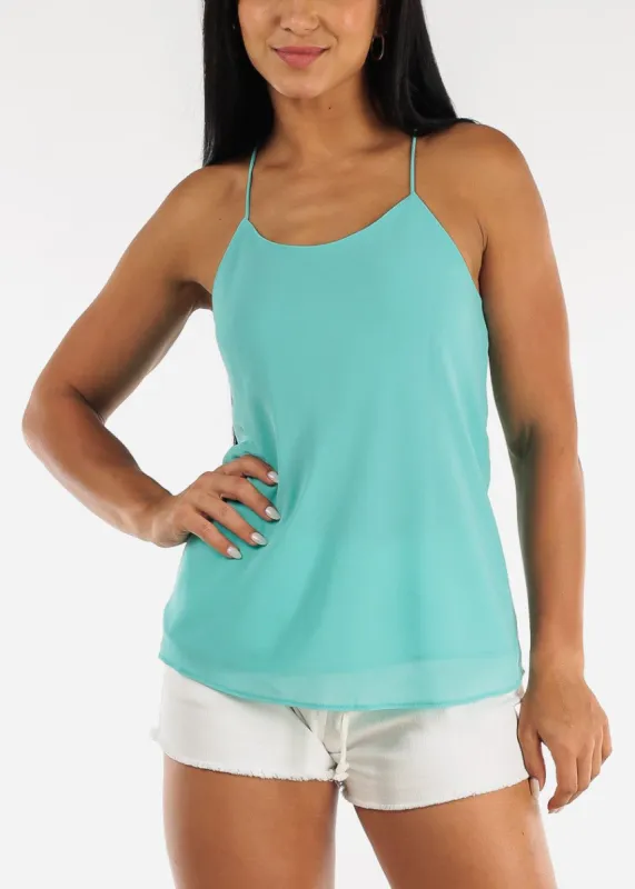 Sleeveless Chiffon Cami Top Aqua sold by Moda