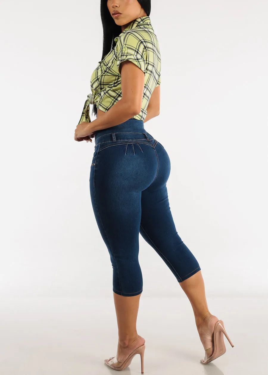 MX JEANS Butt Lifting High Waist Denim Capris Dark Blue sold by Moda product image thumbnail 5