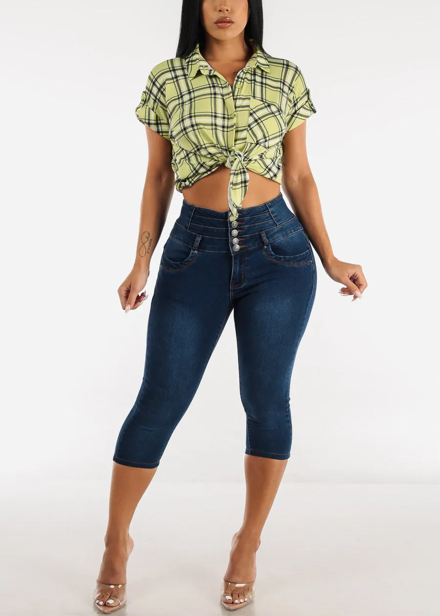 MX JEANS Butt Lifting High Waist Denim Capris Dark Blue sold by Moda product image thumbnail 2