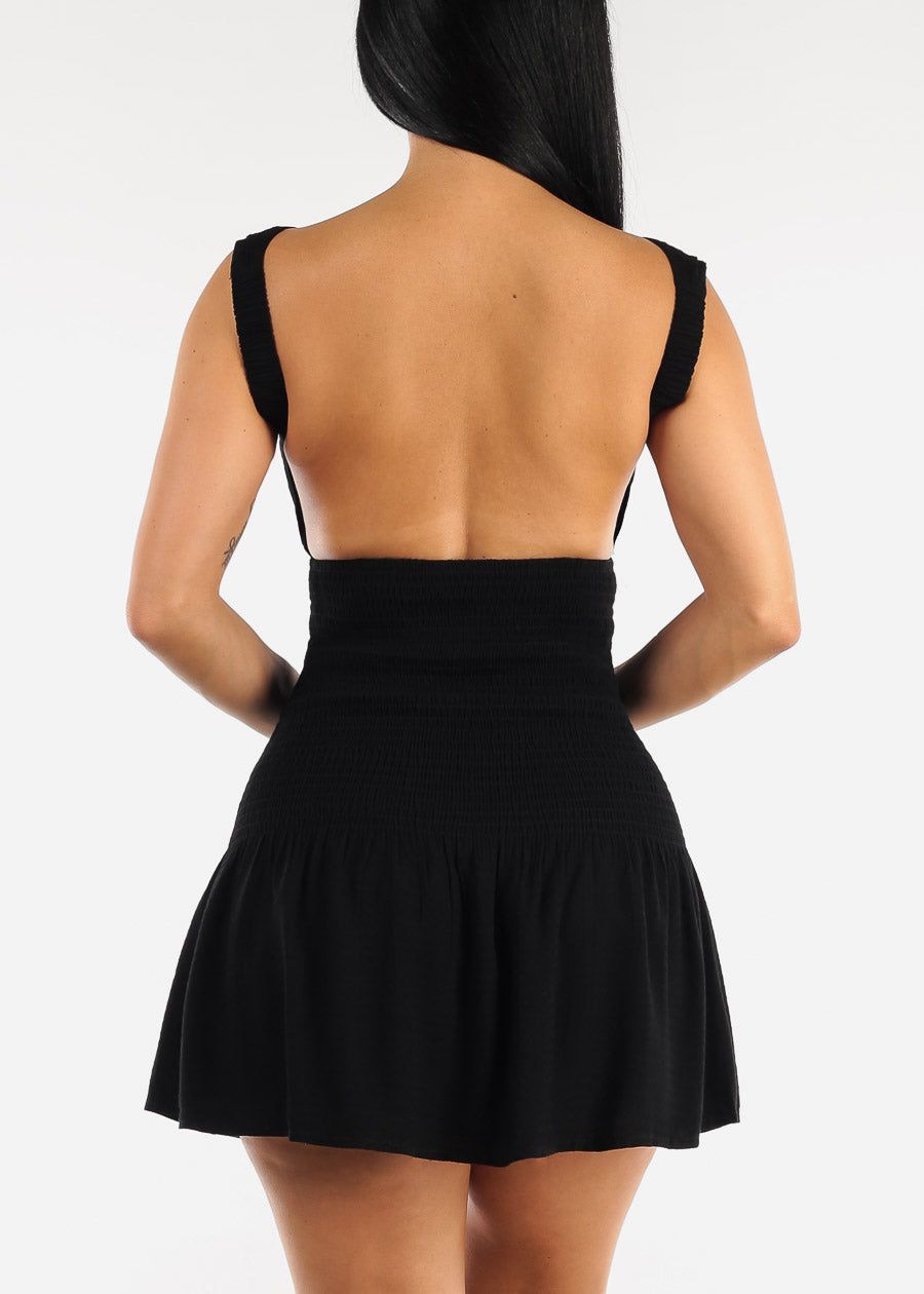 Open Back Black Smocked Mini Dress sold by Moda product image thumbnail 5