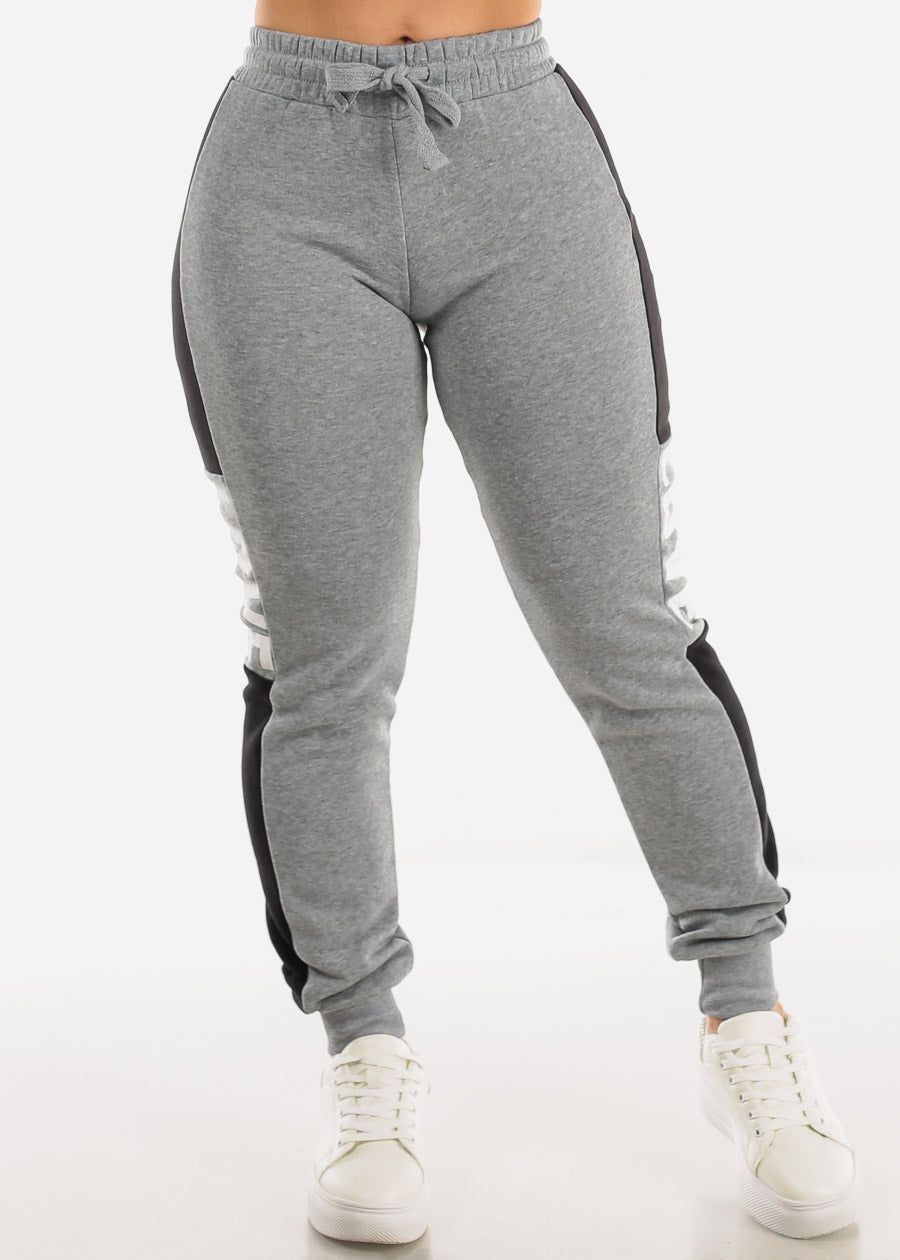 Fleece High Waist Jogger Sweatpants Grey "Love" sold by Moda product image thumbnail 3