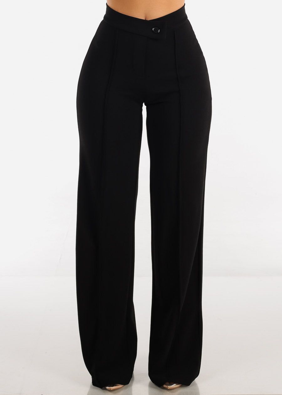 Black High Waist Wide Legged Dress Pants sold by Moda