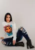 Distressed Mid Rise Stretchy Dark Skinny Jeans sold by Moda