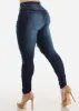 Distressed Mid Rise Stretchy Dark Skinny Jeans sold by Moda