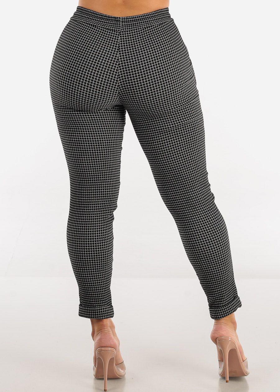 Black Printed Drawstring Waist Ankle Dress Pants sold by Moda product image thumbnail 4