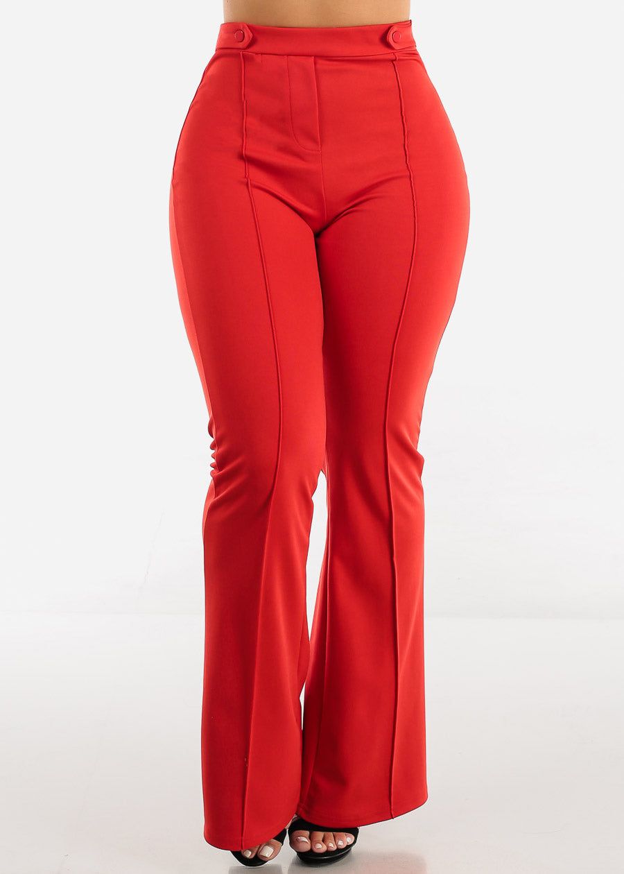 High Waisted Wide Legged Elegant Pants Red sold by Moda