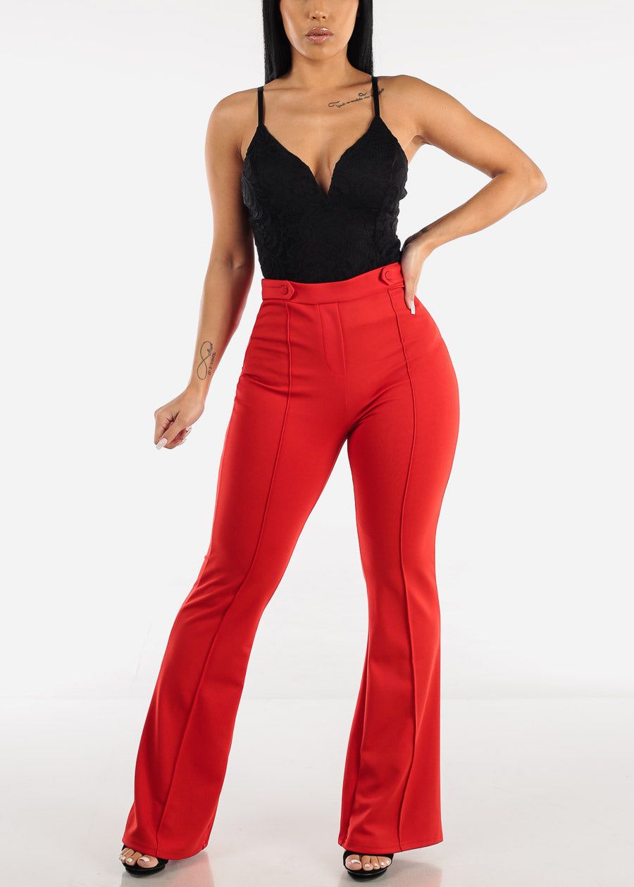 High Waisted Wide Legged Elegant Pants Red sold by Moda product image thumbnail 2